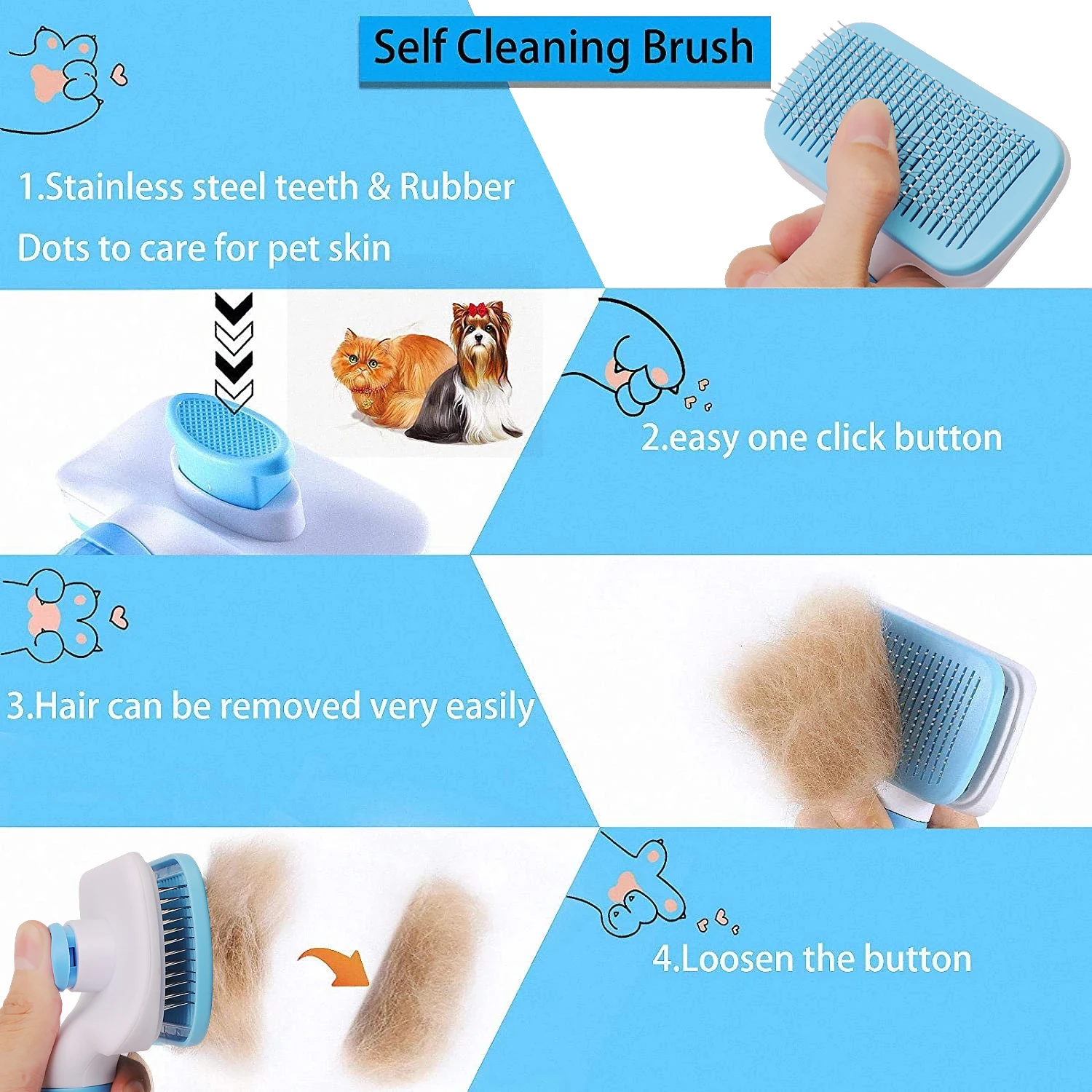 Dog Hair Remover Brush Cat Dog - Hair Care Long Hair ulasan dan harga