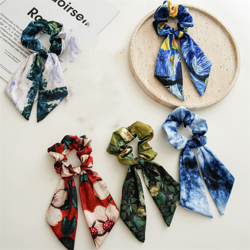 Oil Painting Print Long Ribbon - Hair Care Long Hair ulasan dan harga